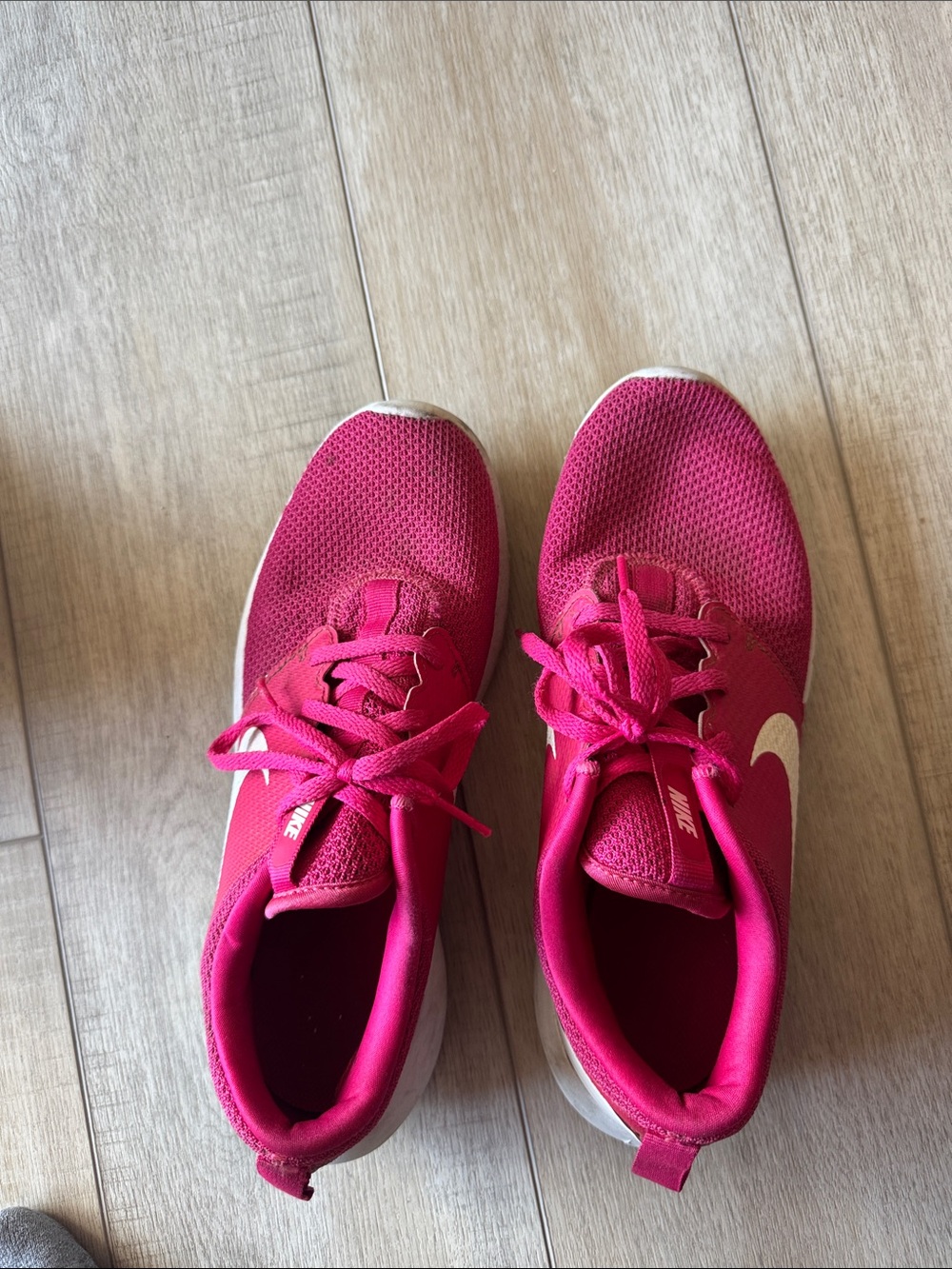 Nike Kids Bright Pink Mesh Sneakers with White Swoosh